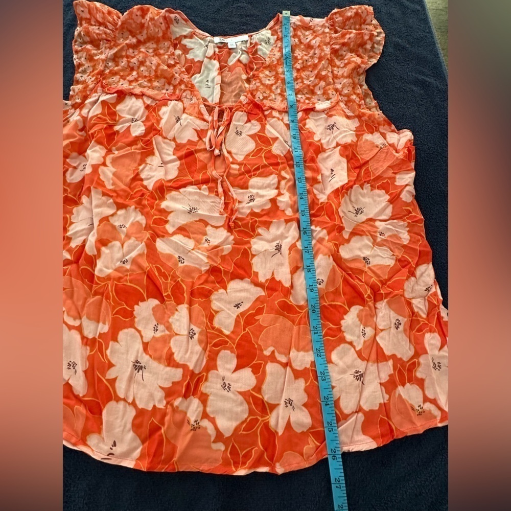 DR2 Gorgeous Cap Sleeve Lightweight Orange/Pink Floral Too Size XXL - Picture 8 of 10